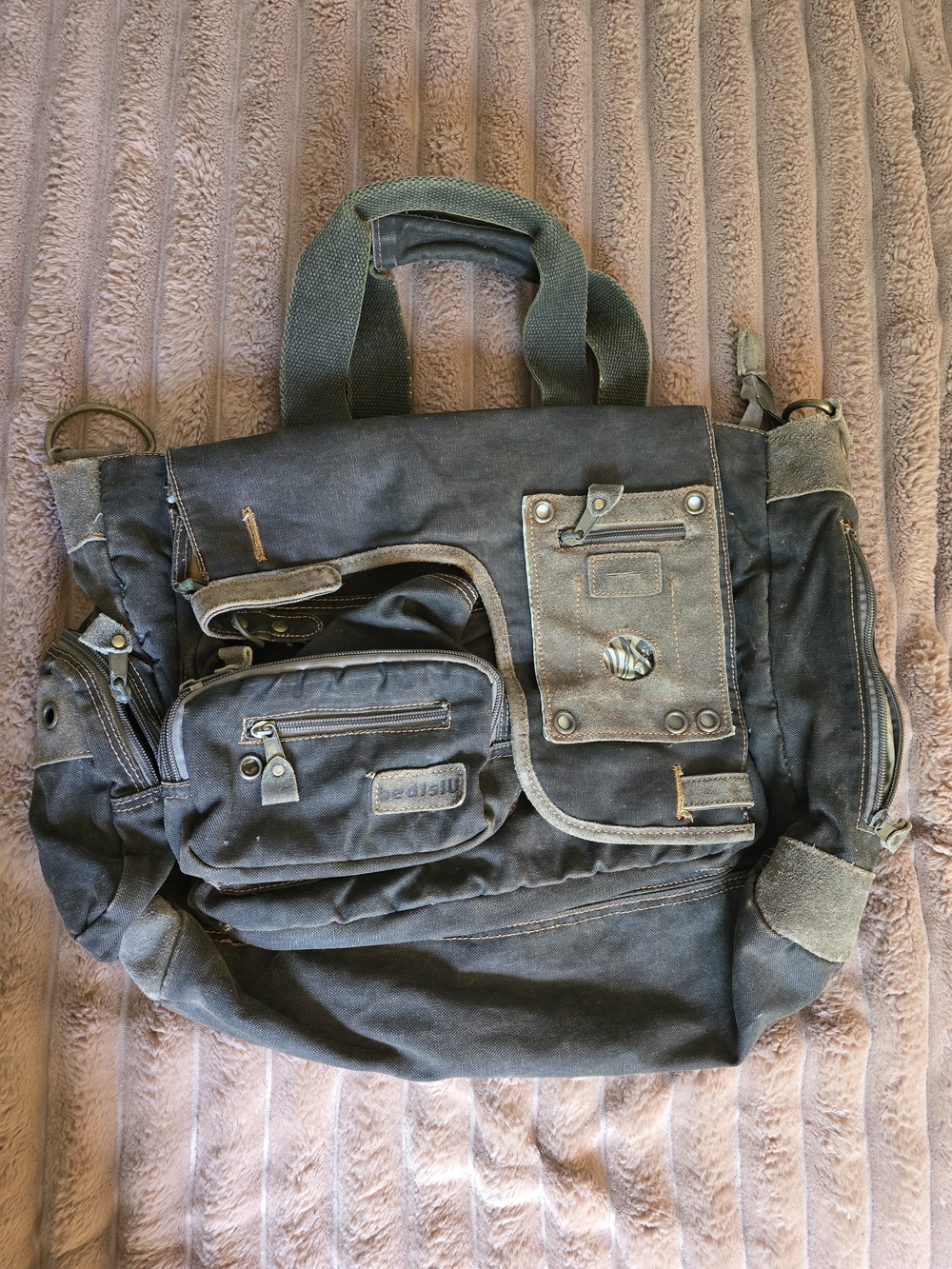 Bed Stu Waxed Canvas Messenger Crossbody Boho Military